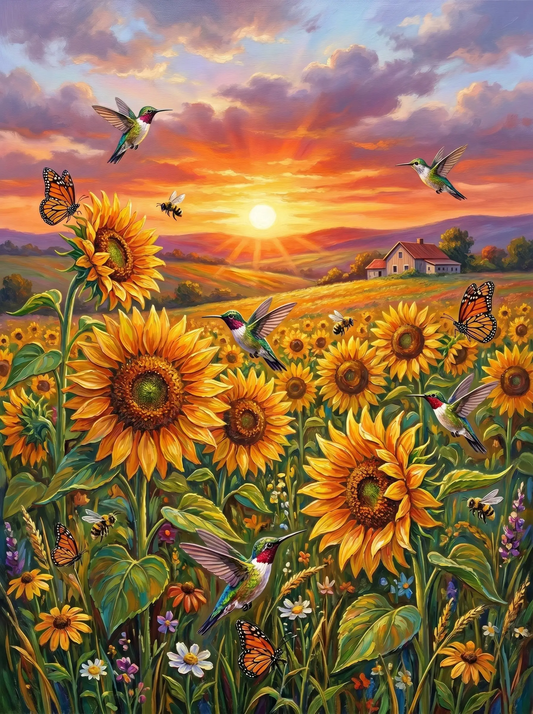 Sunflower Field Sunset (Diamond Painting)