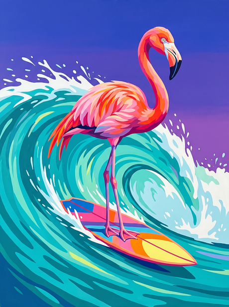 Surfing Flamingo