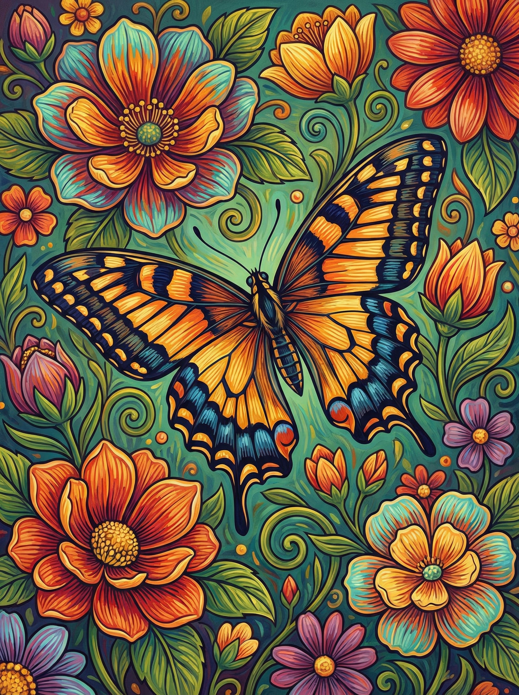 Swallowtail Butterfly Florals (Diamond Painting) Diamond Painting kit