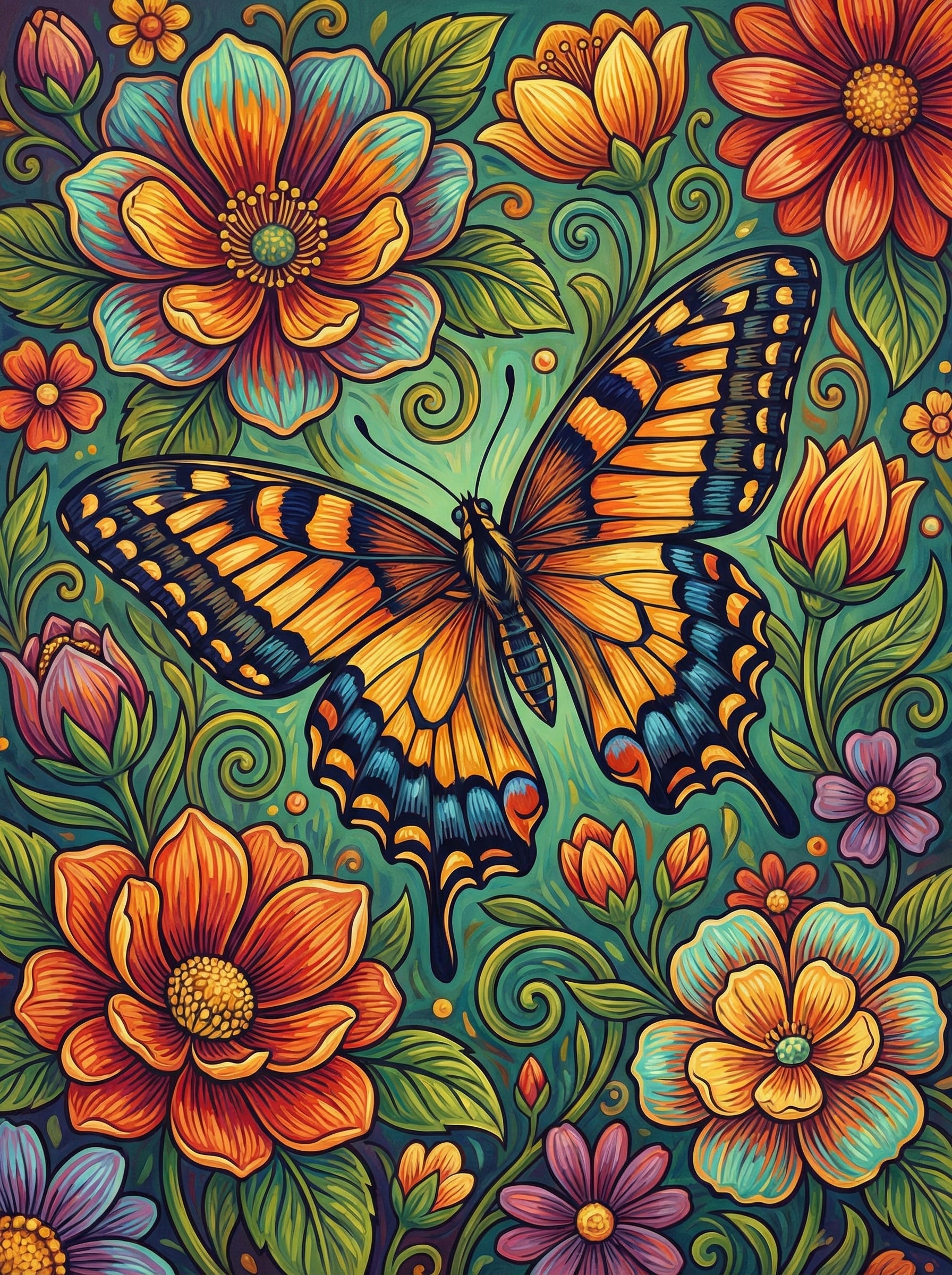 Swallowtail Butterfly Florals (100 Color Diamond Painting) Diamond Painting kit