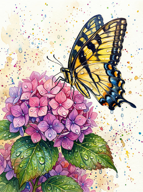 Swallowtail Hydrangea Sparkle (Diamond Painting) Diamond Painting kit