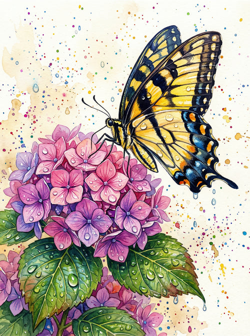 Swallowtail Hydrangea Sparkle (Diamond Painting) Diamond Painting kit