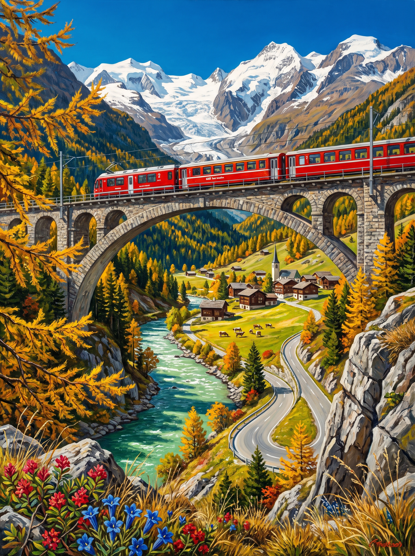 Swiss Viaduct Train