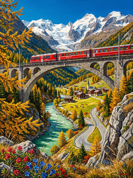 Swiss Viaduct Train