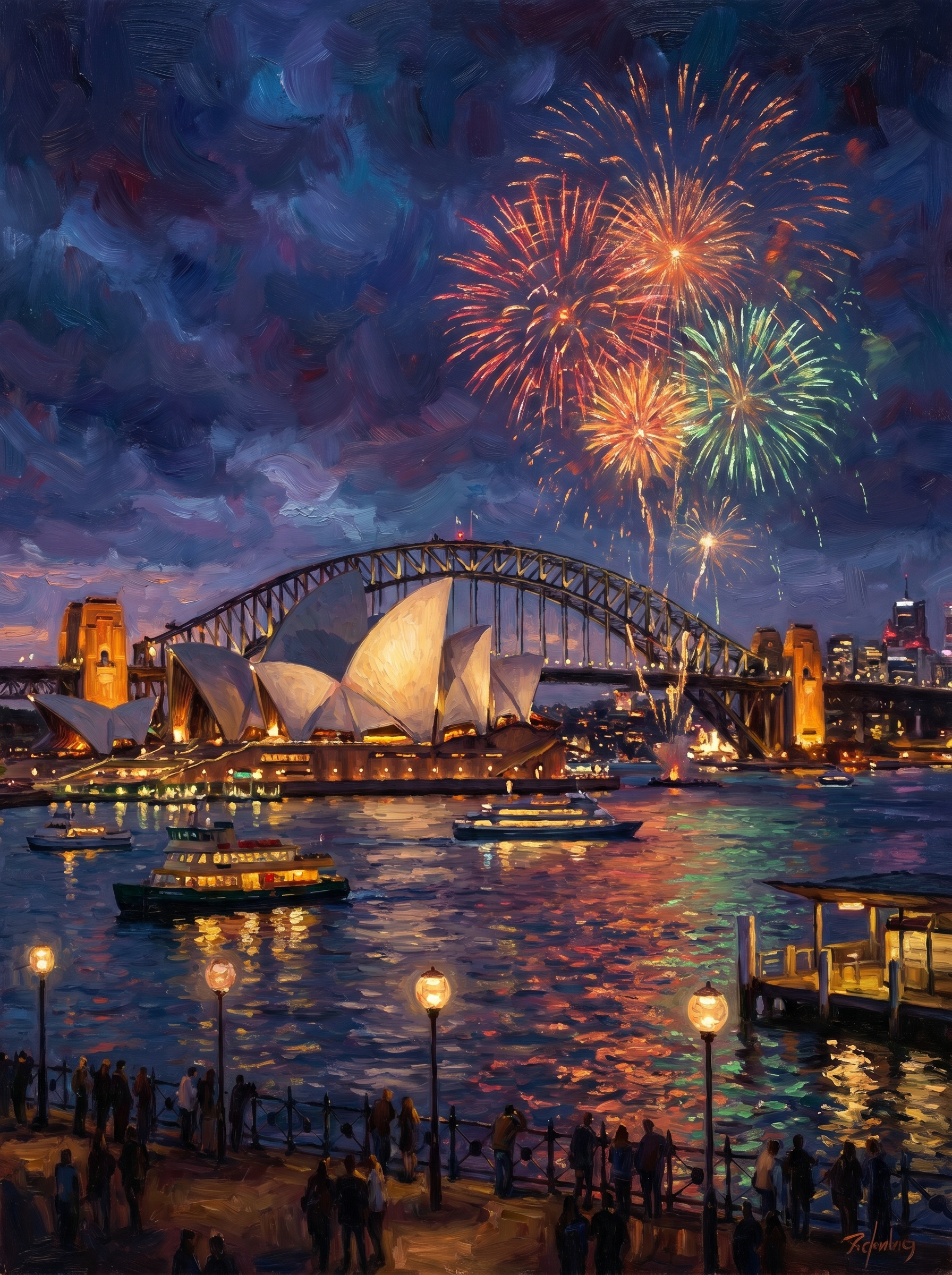 Sydney Harbour Night (150 Color Diamond Painting)