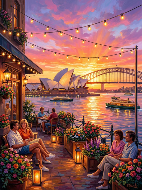 Sydney Harbour Sunset Clean (150 Color Diamond Painting) Diamond Painting kit
