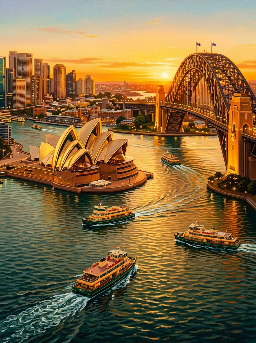 Sydney Harbour Sunset Documentary (150 Color Diamond Painting)
