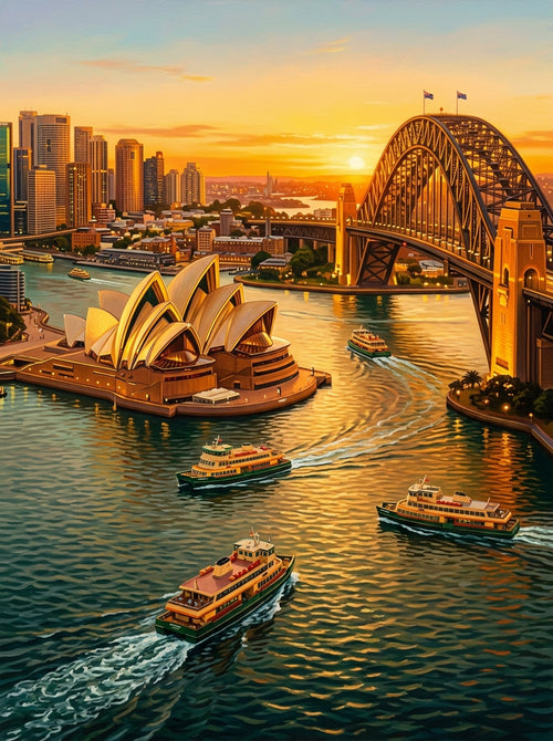 Sydney Harbour Sunset Documentary (150 Color Diamond Painting)