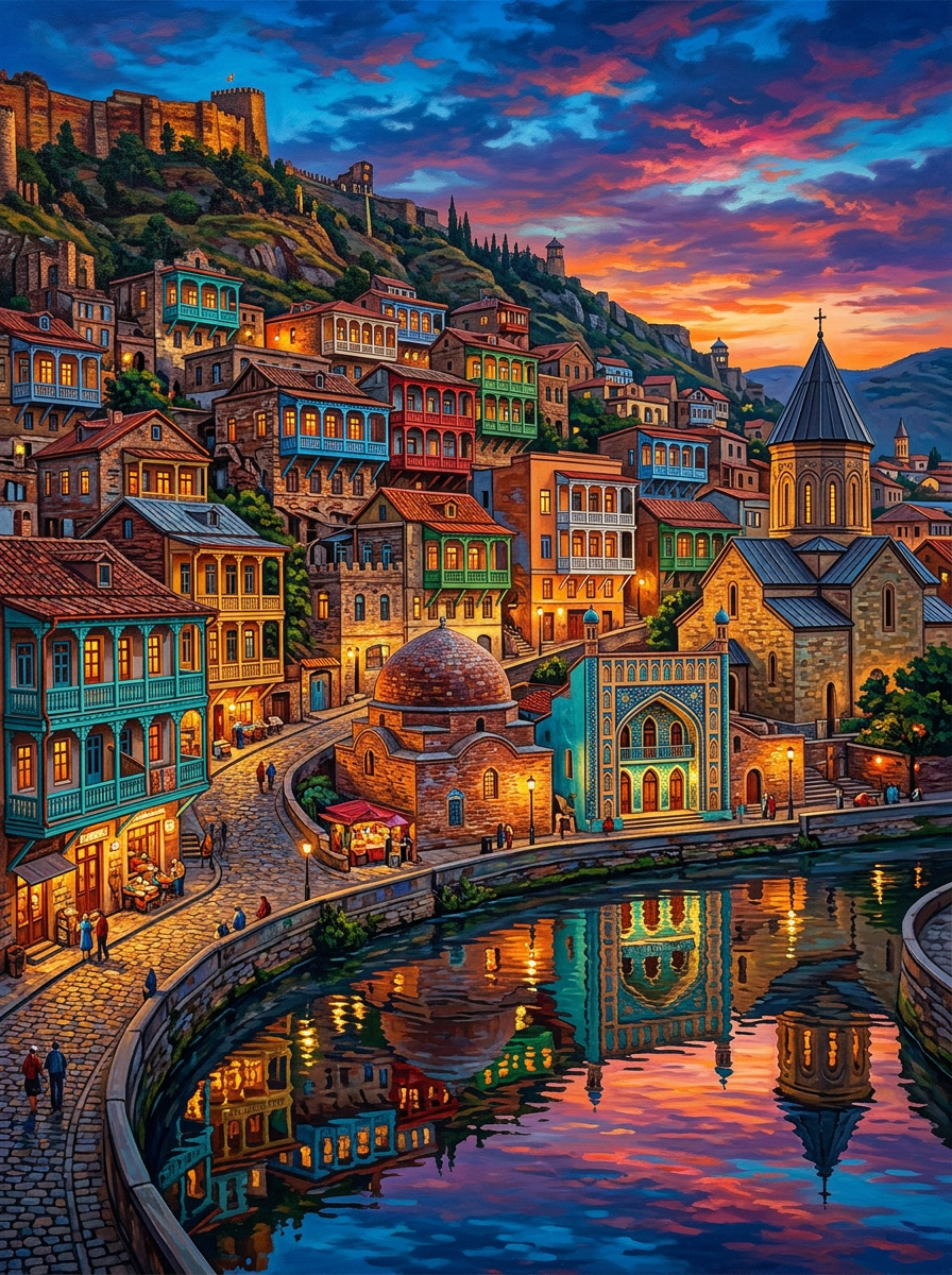 Tbilisi Old Town (150 Color Diamond Painting)