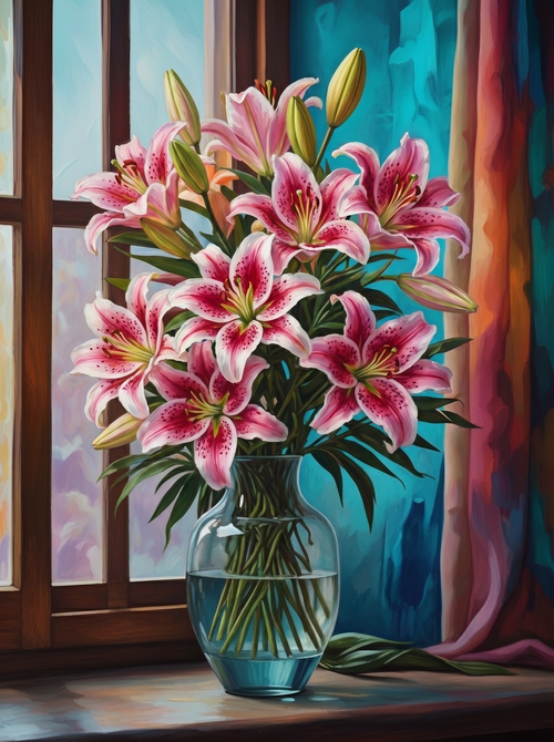 Tiger Lilies as Stargazer (Diamond Painting)