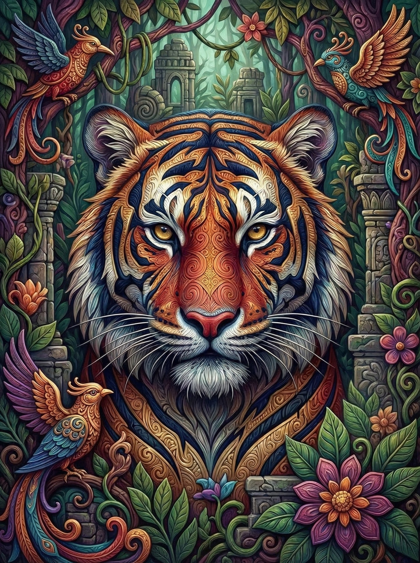 Tiger Temple Garden (100 Color Diamond Painting) Diamond Painting kit