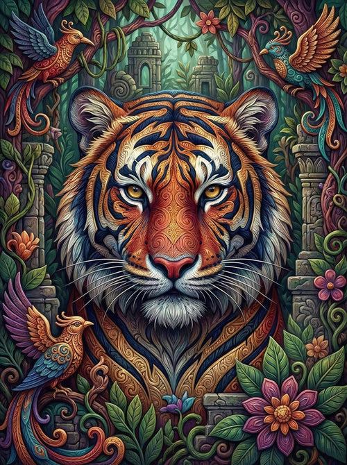 Tiger Temple Garden (100 Color Diamond Painting) Diamond Painting kit