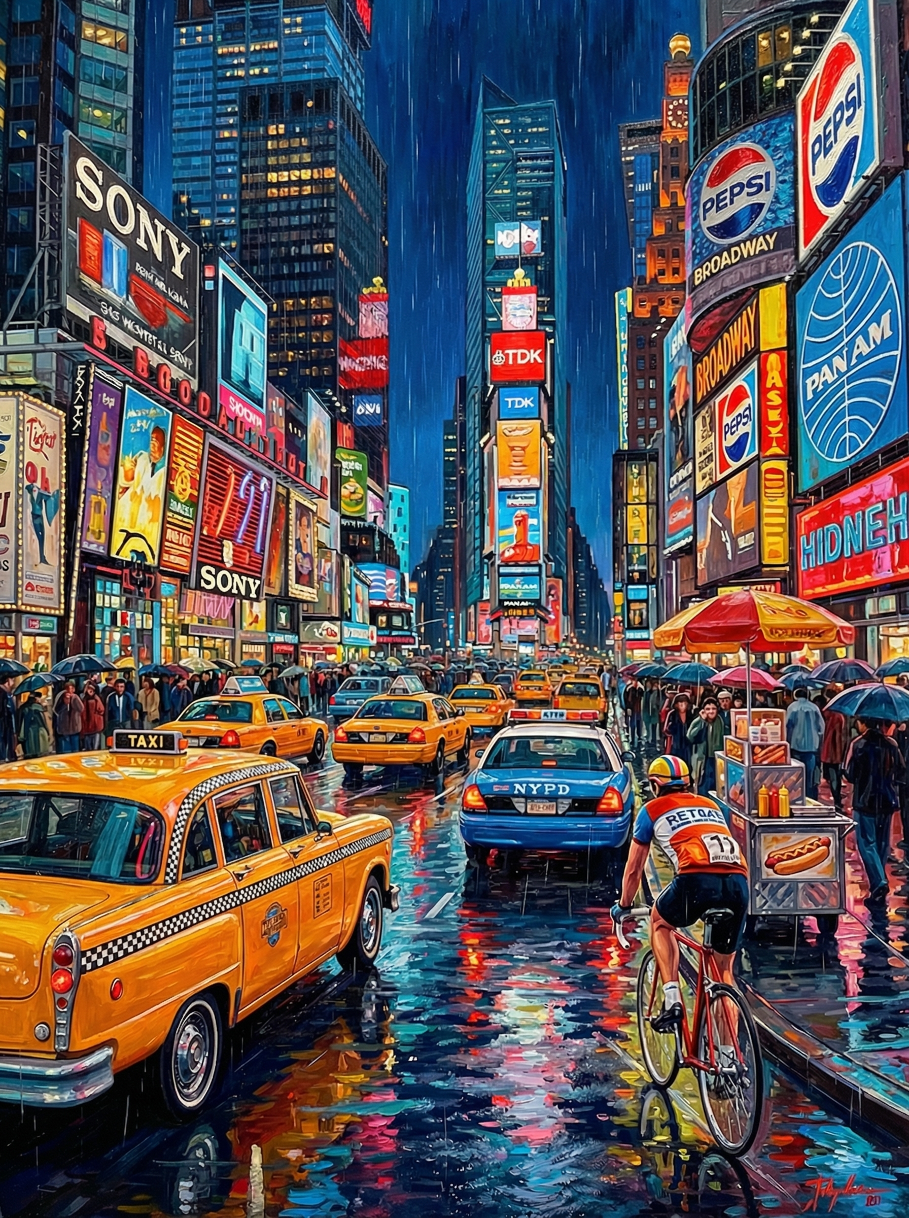 Times Square Rainy Night (100 Color Diamond Painting)