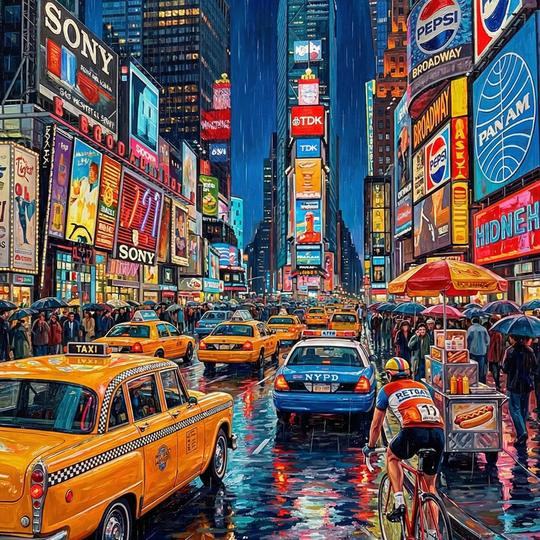 Times Square Rainy Night