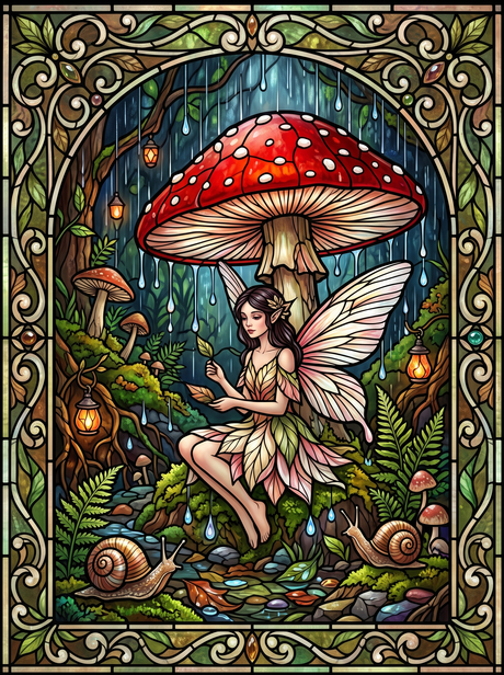 Toadstool Rain Fairy III (150 Color Diamond Painting)