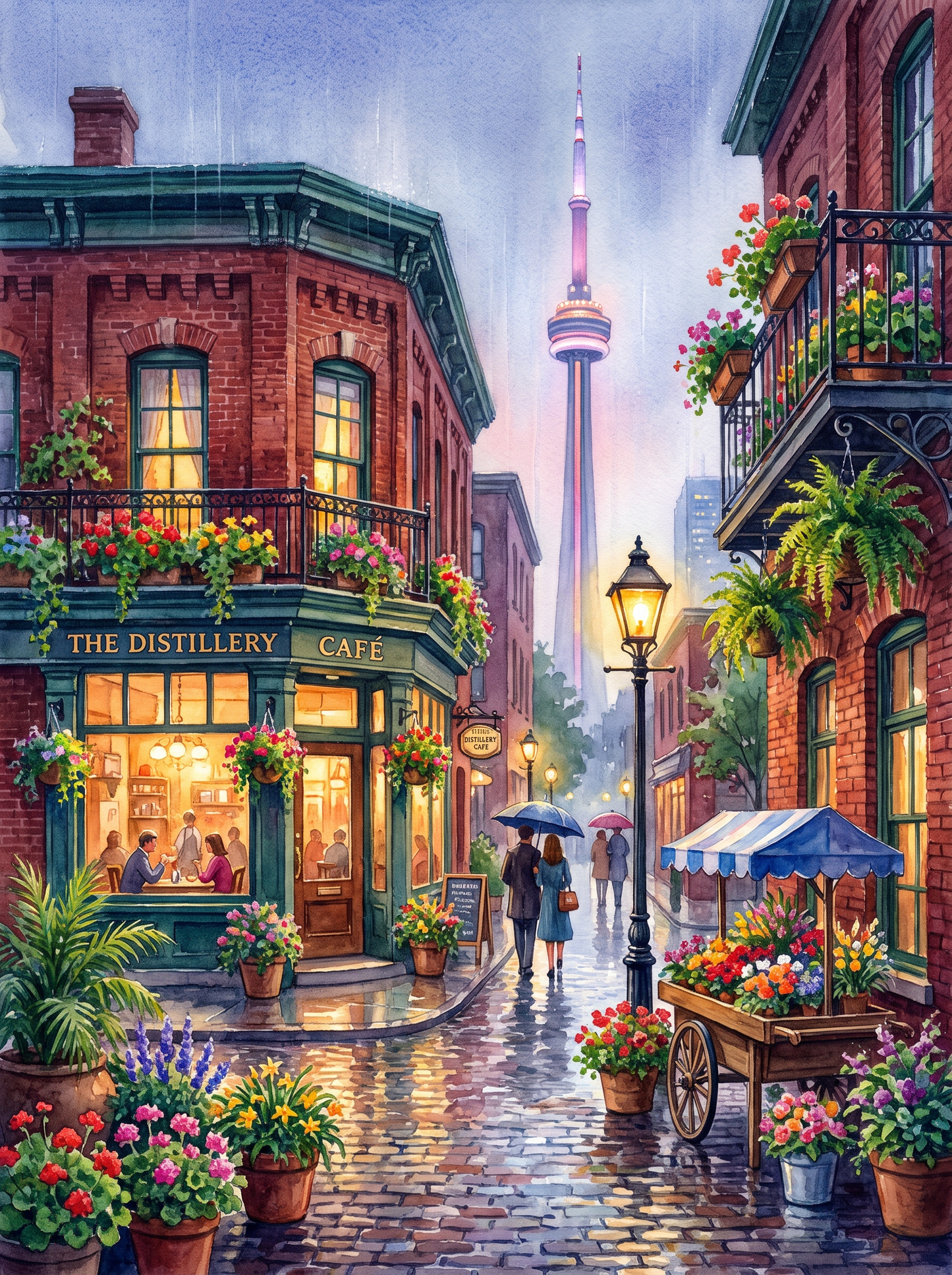 Toronto Distillery CN Tower Rainy Café