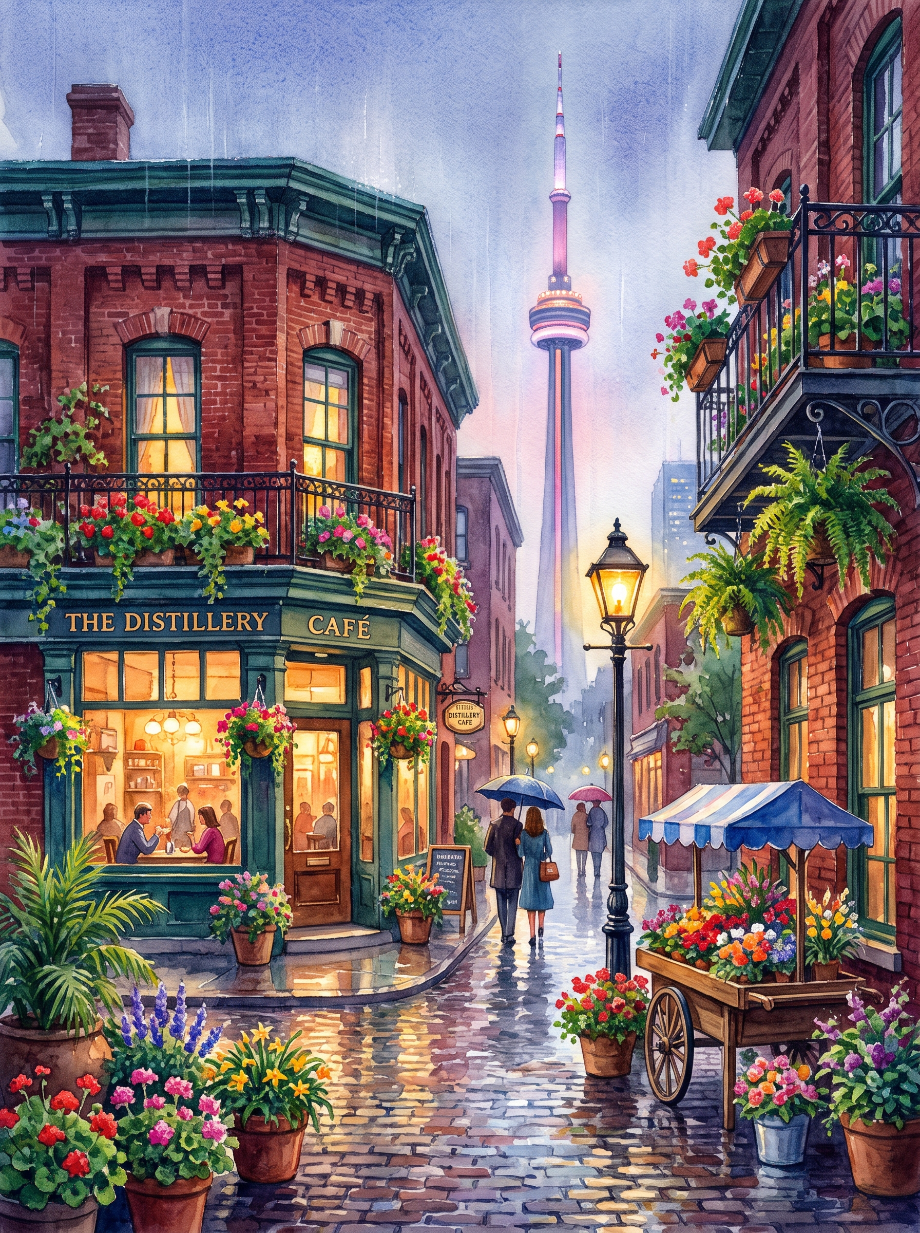 Toronto Distillery CN Tower Rainy Café
