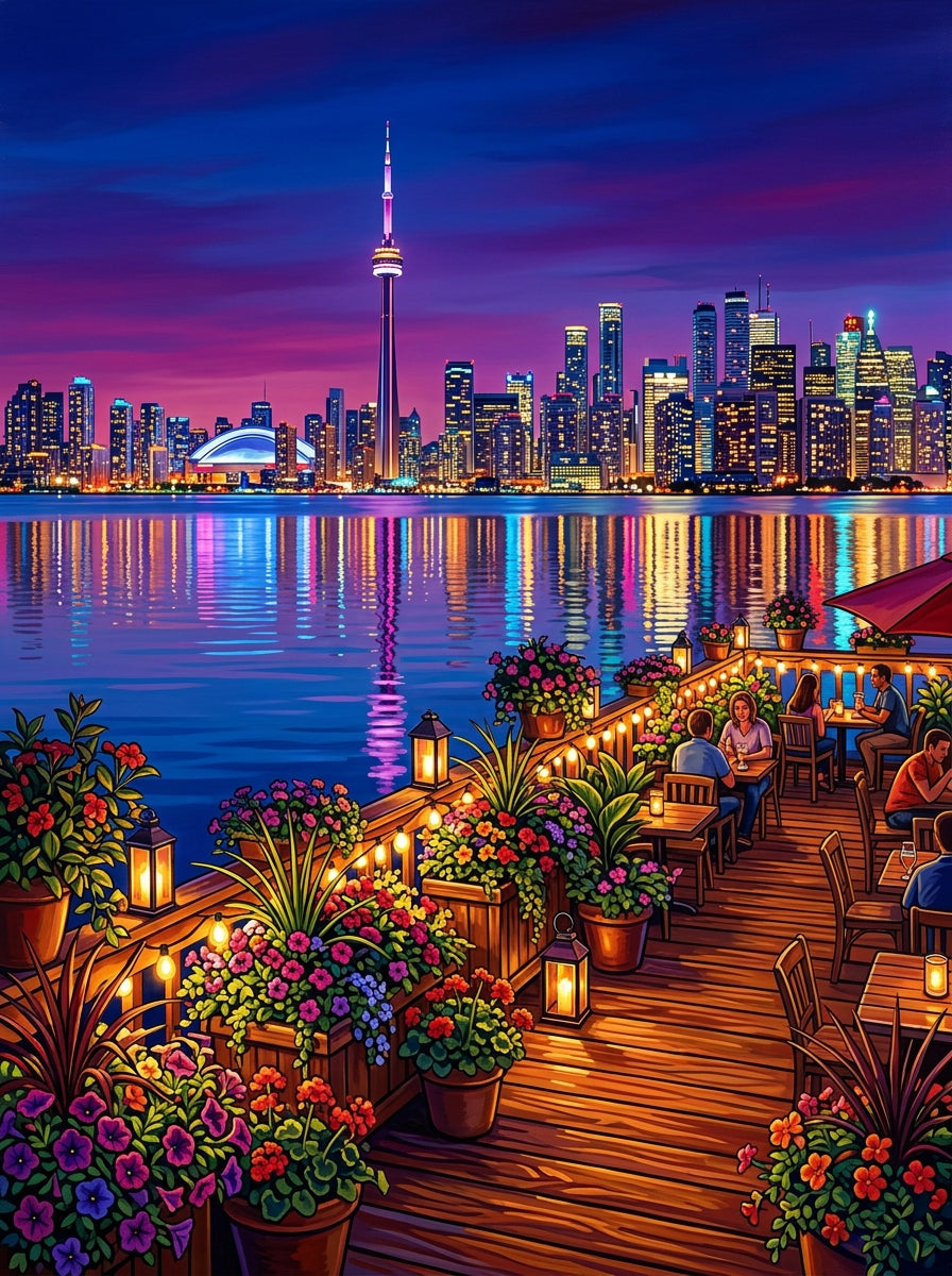 Toronto Skyline Blue Hour Clean (150 Color Diamond Painting)