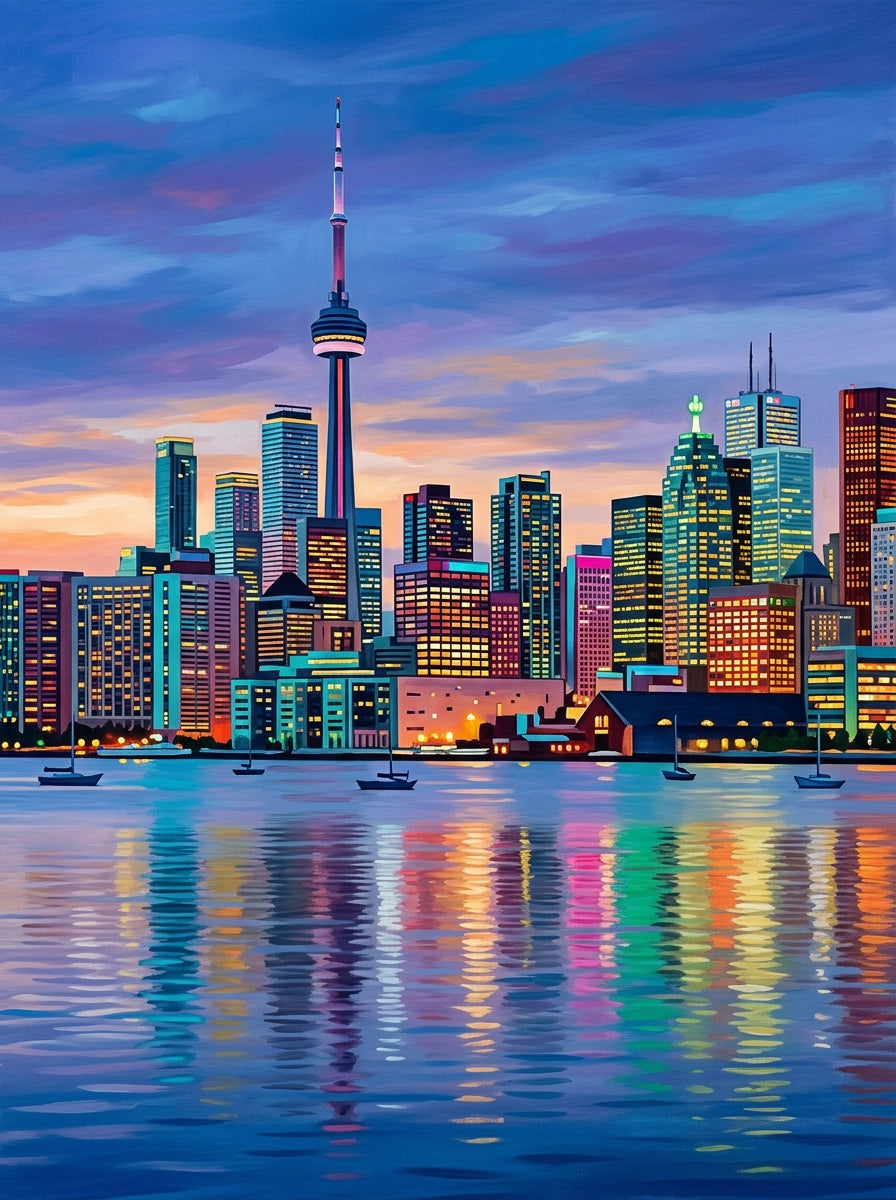 Toronto Skyline Blue Hour Documentary (150 Color Diamond Painting)