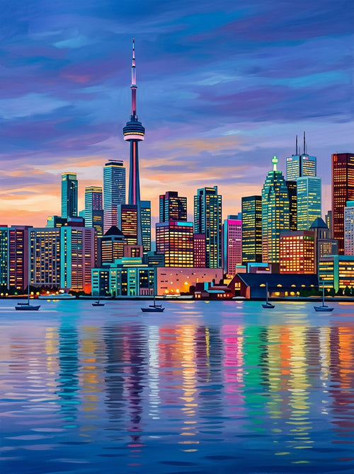 Toronto Skyline Blue Hour Documentary (150 Color Diamond Painting)