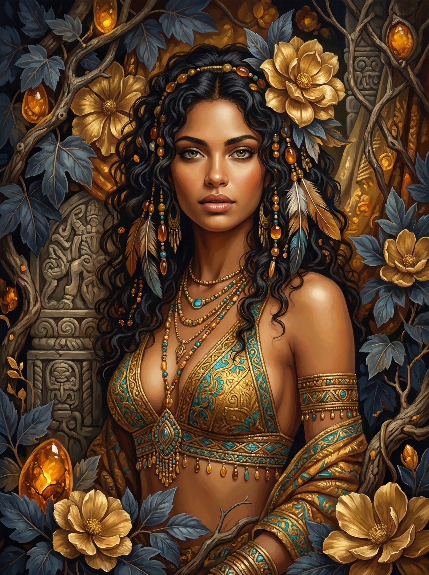 Tribal Maiden With Ornaments (100 Color Diamond Painting) Diamond Painting kit