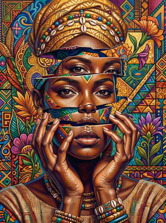 Tribal Royalty Portrait (100 Color Diamond Painting)