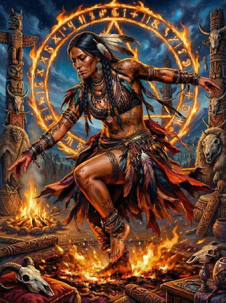 Tribal Warrior Fire Shaman (100 Color Diamond Painting) Diamond Painting kit
