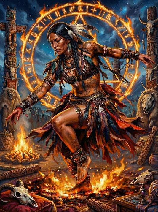 Tribal Warrior Fire Shaman (100 Color Diamond Painting)