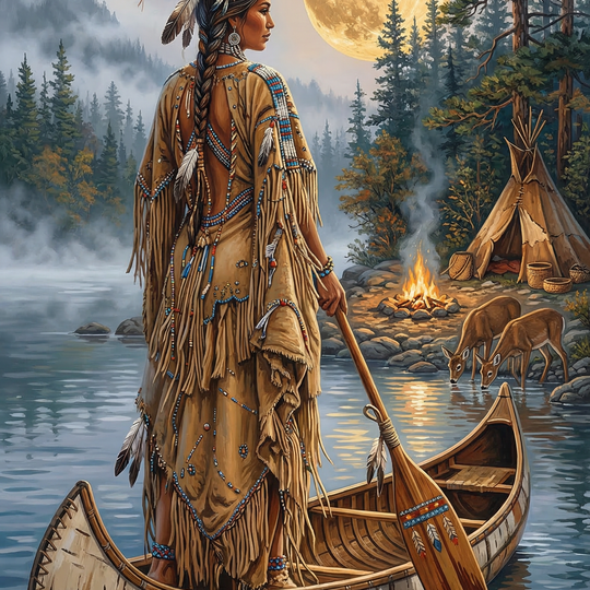 Tribal Woman Moonlight Camp