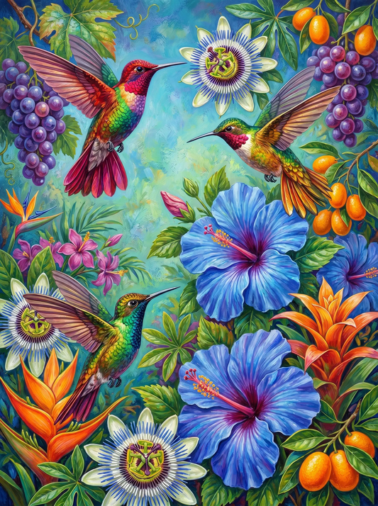 Tropical Hummingbirds Hibiscus (Diamond Painting)
