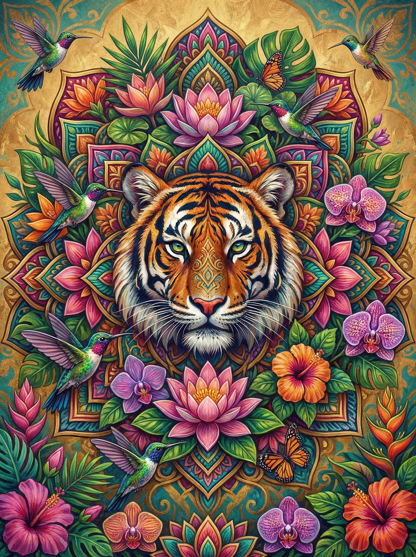Tropical Tiger Meditation (100 Color Diamond Painting)