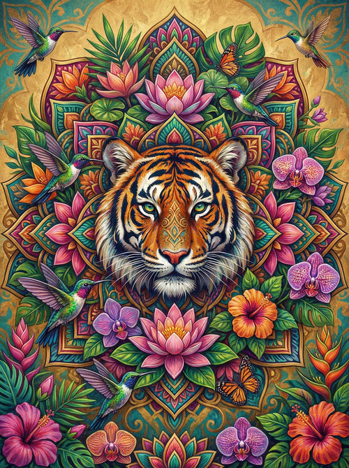 Tropical Tiger Meditation (100 Color Diamond Painting)