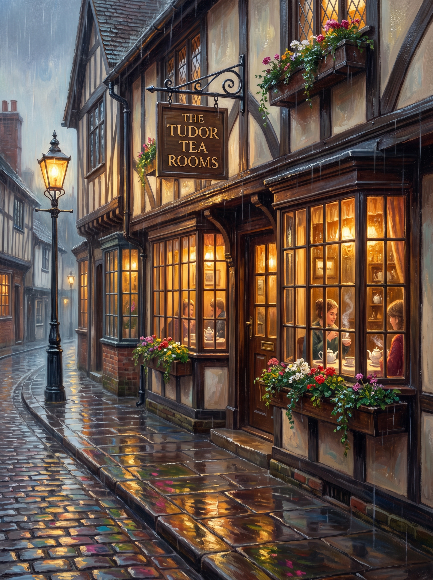 Tudor Tea Room Rainy Evening
