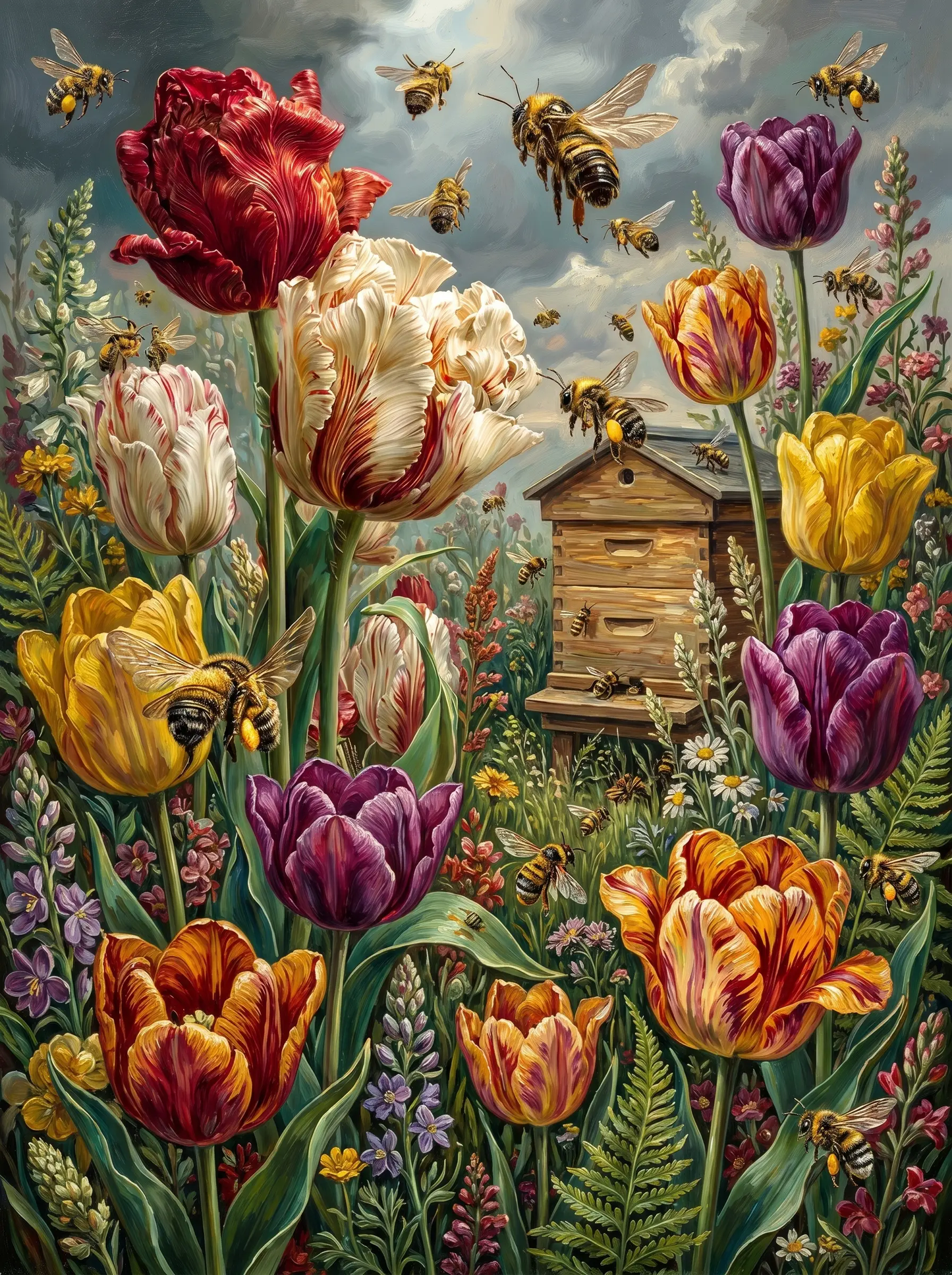 Tulip Garden Beehive (Diamond Painting)