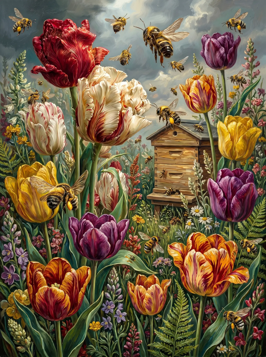 Tulip Garden Beehive (Diamond Painting)