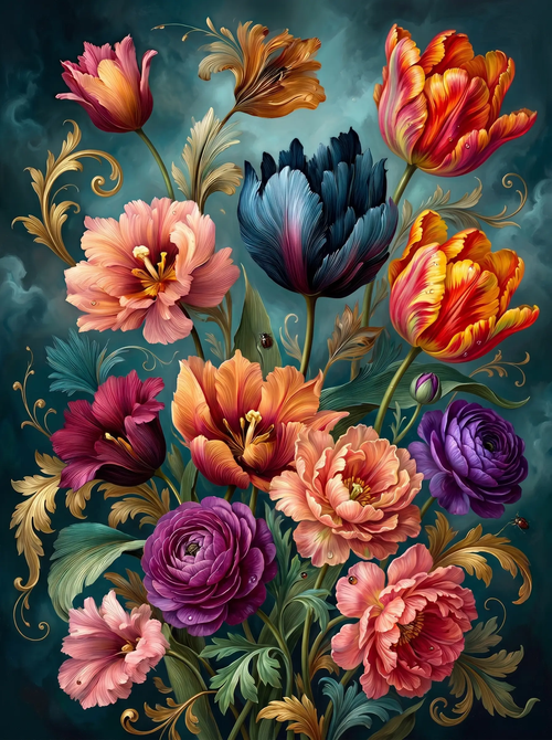 Tulip Ranunculus Baroque (Diamond Painting)