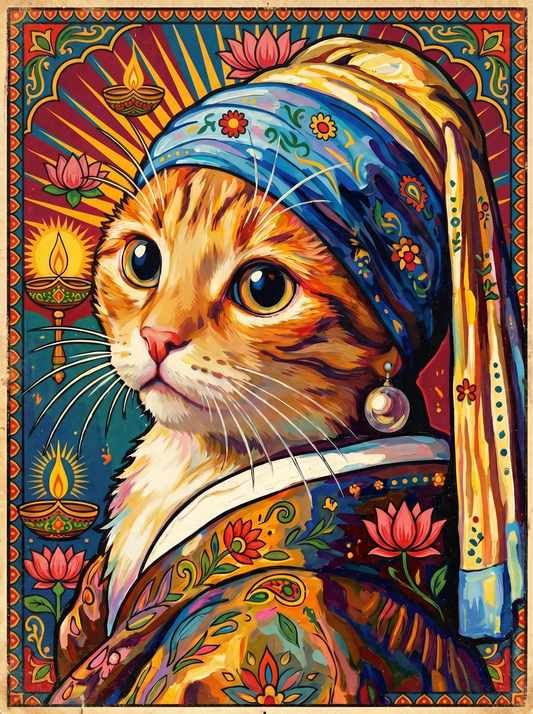 Turban Cat Portrait (150 Color Diamond Painting)