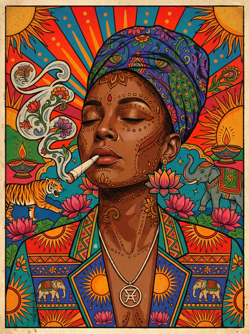 Turbaned Woman Portrait (150 Color Diamond Painting)