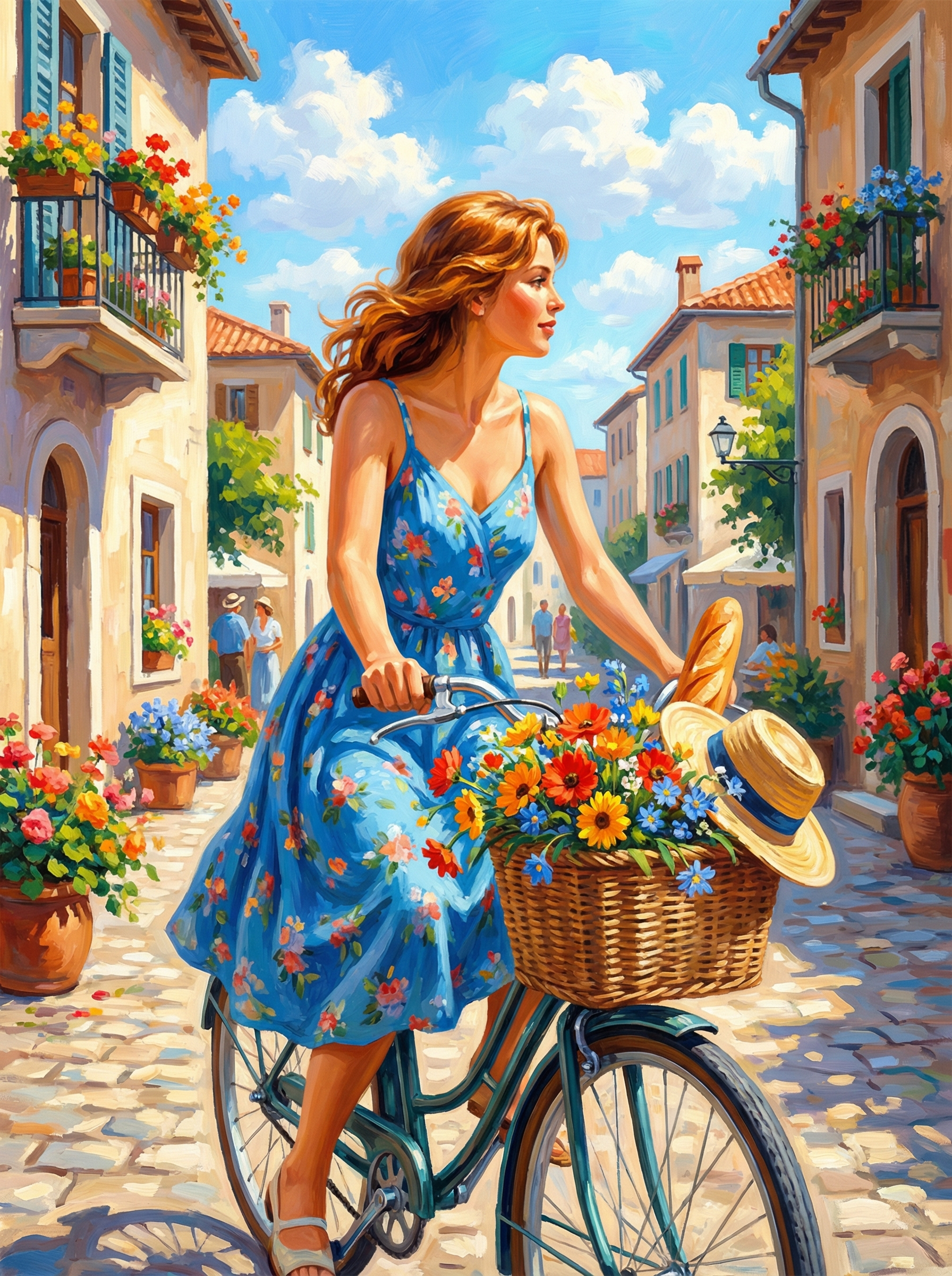 Tuscan Bike Ride Flower Basket (Diamond Painting) Diamond Painting kit