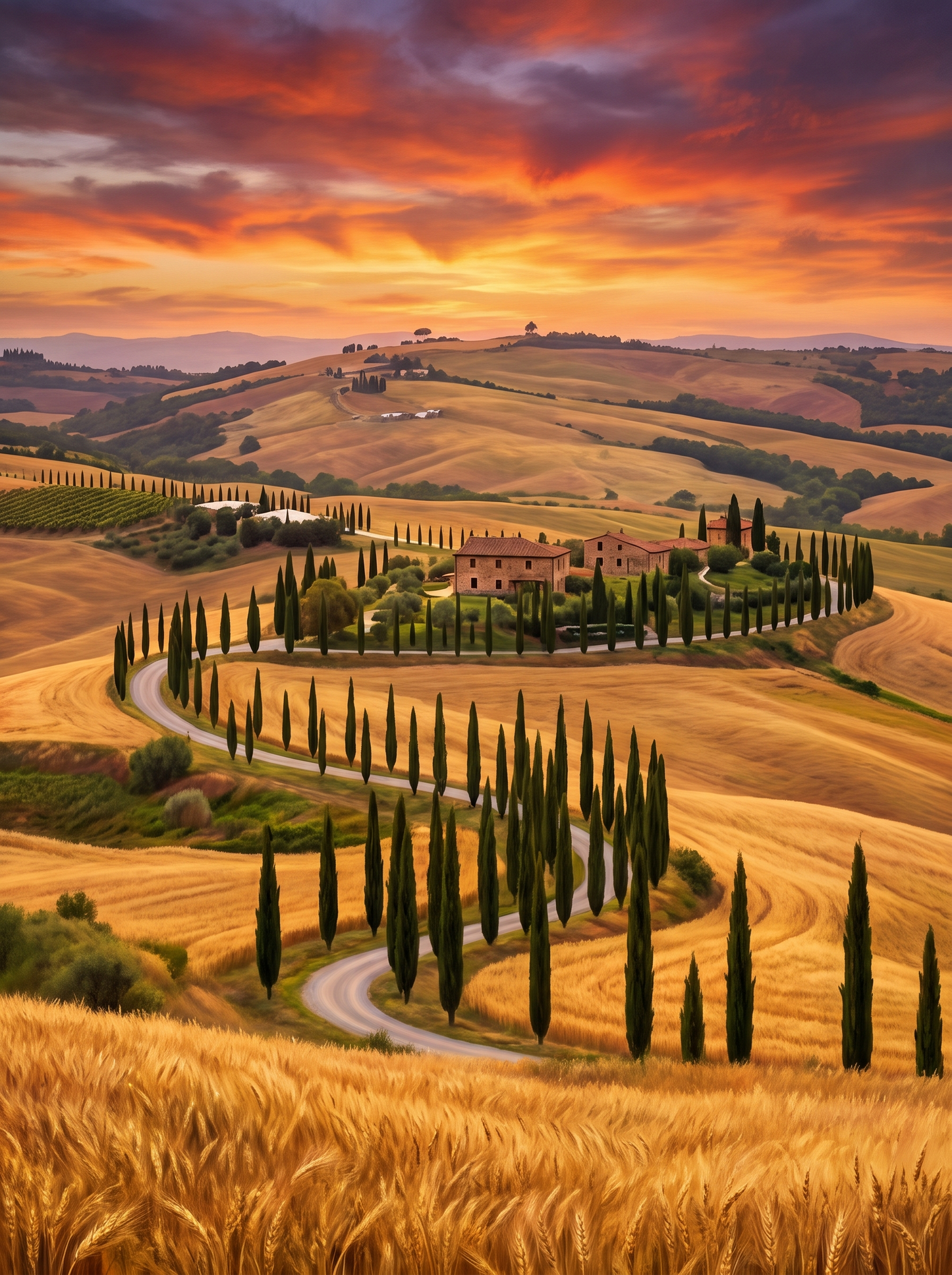 Tuscany Cypress Hills Sunset