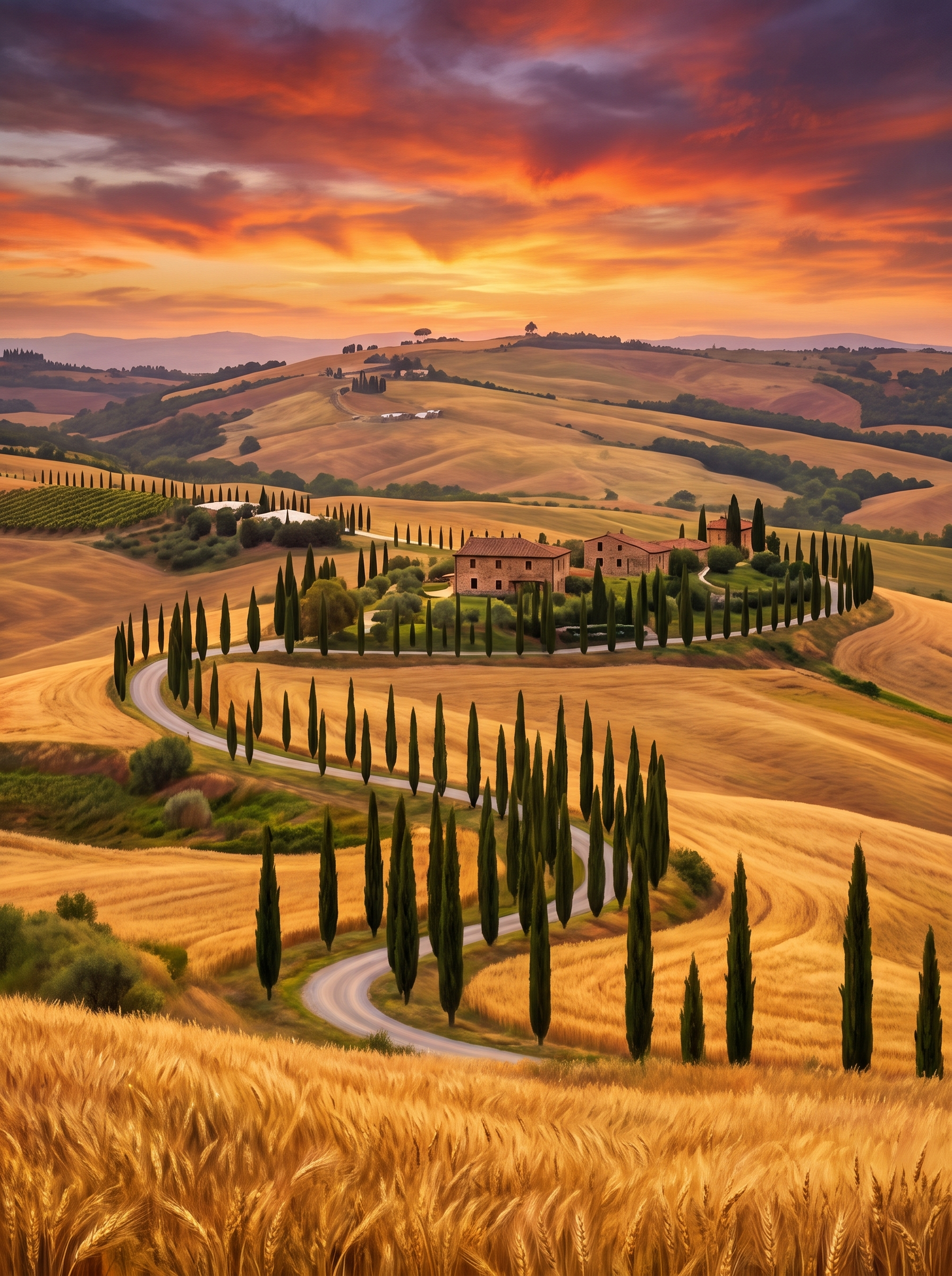 Tuscany Cypress Hills Sunset