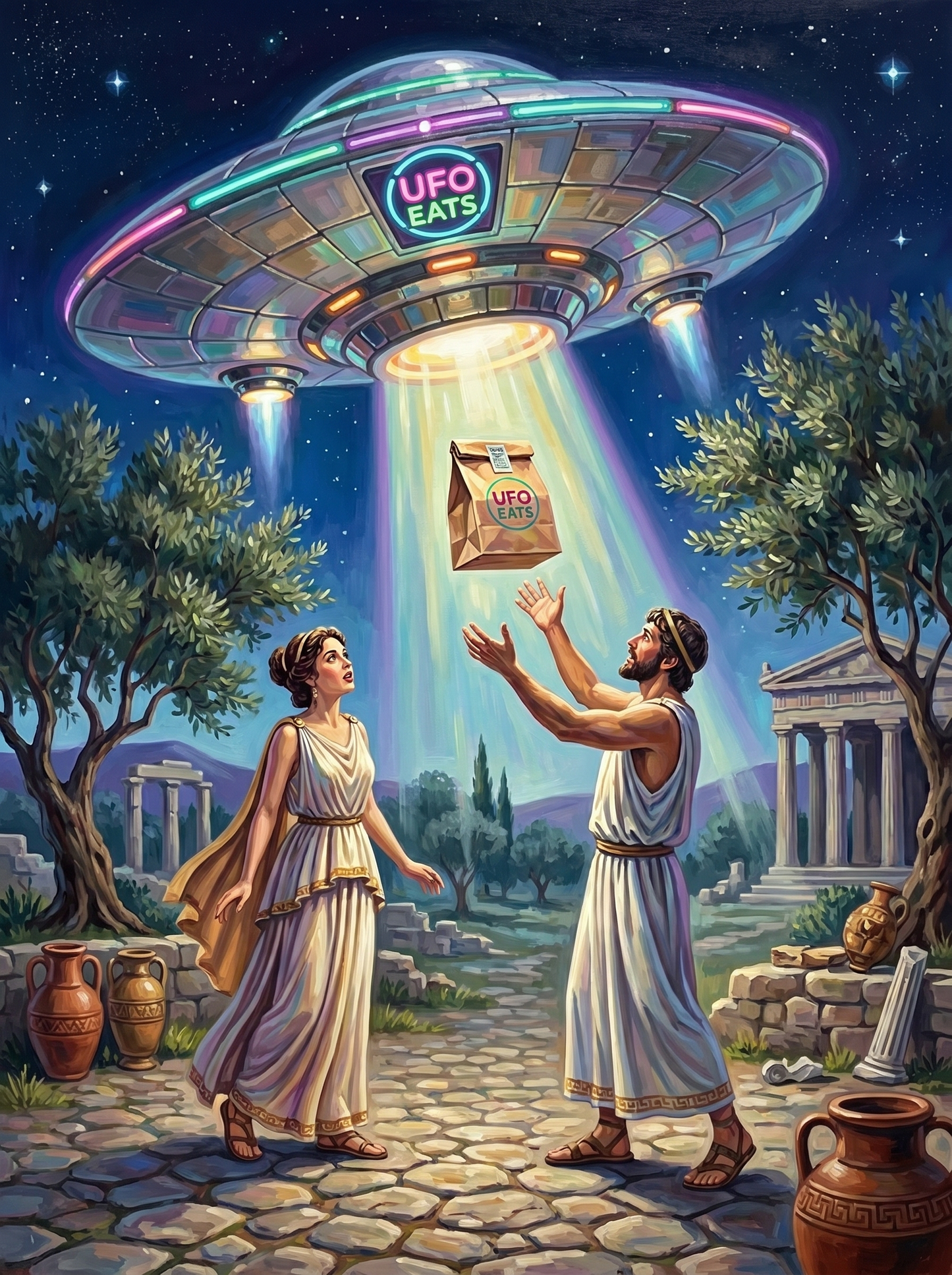 Ufo Eats Midnight Delivery (150 Color Diamond Painting)