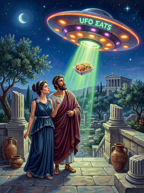 Ufo Eats Temple Courtyard (150 Color Diamond Painting)