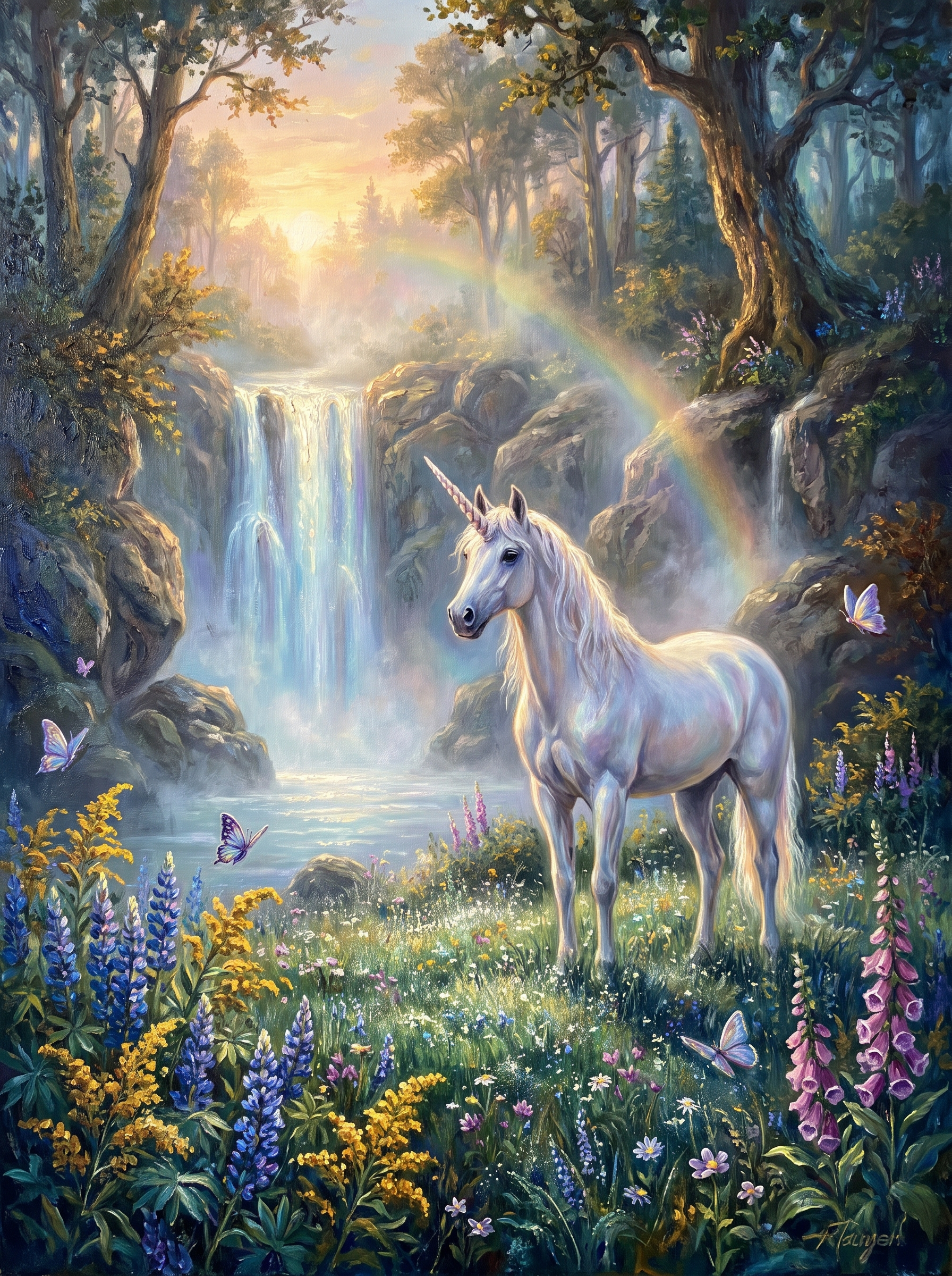 Unicorn Meadow Waterfall Dawn