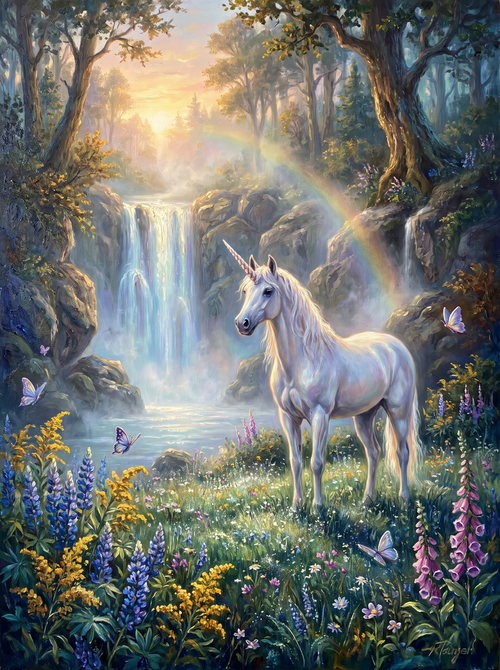 Unicorn Meadow Waterfall Dawn
