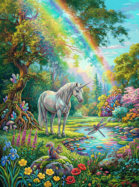 Unicorn Rainbow Forest (100 Color Diamond Painting)