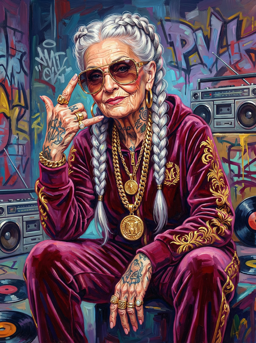 Urban Cool Velvet Pose (100 Color Diamond Painting)