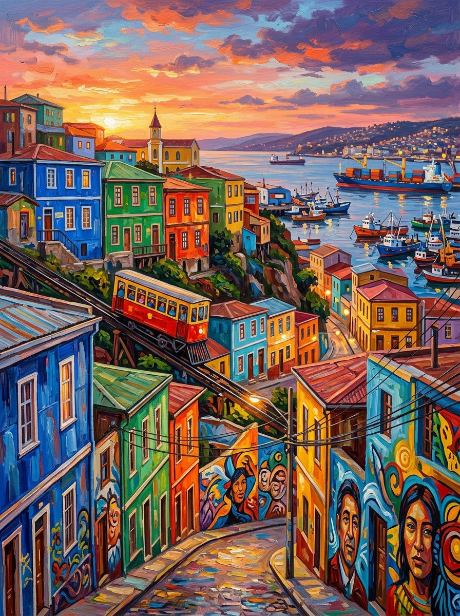 Valparaiso Hillside (150 Color Diamond Painting)