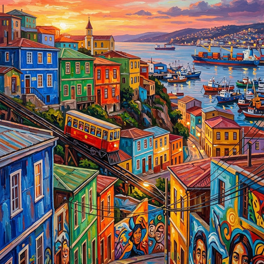 Valparaiso Hillside (150 Color Diamond Painting)