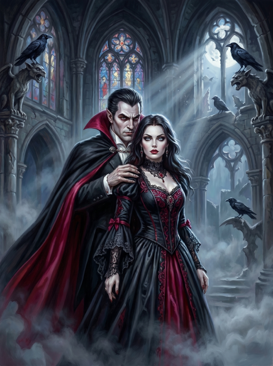 Vampire Couple Cathedral Ravens (80 Colors)